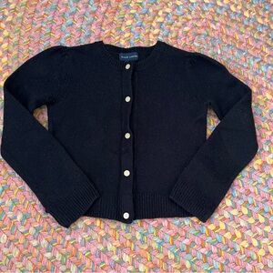 Ralph Lauren Cardigan Sweater Girls Navy Blue XS (fits 3-5) Cashmere Cotton Wool